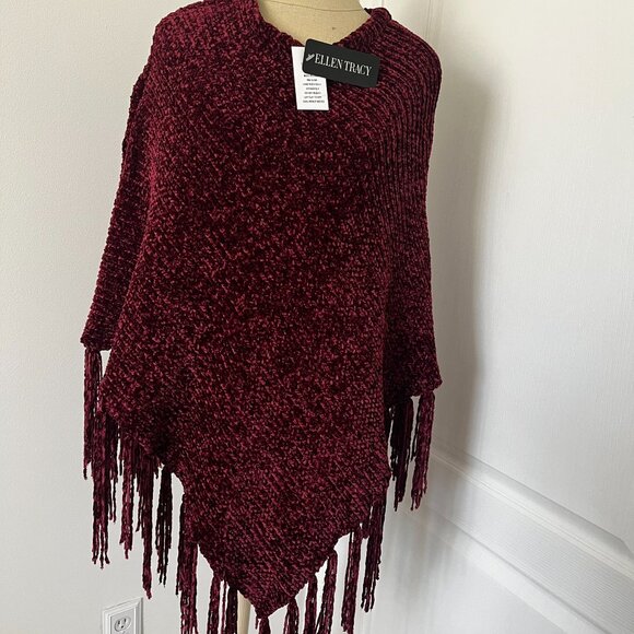 NWT Ellen Tracy Chenille Poncho S/M - Picture 4 of 4